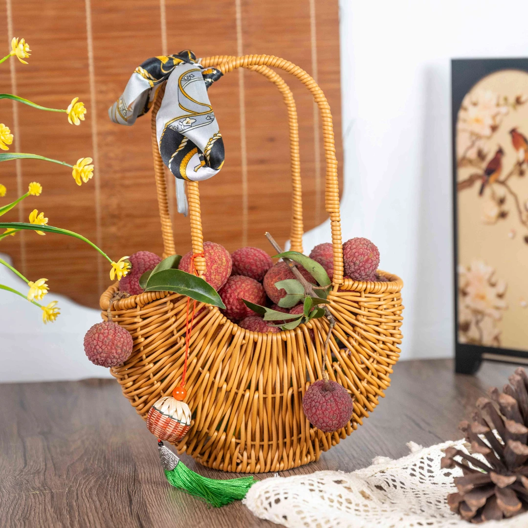 电影【长安的荔枝】明星同款手提篮 荔枝果纯手工编织篮藤编摆放