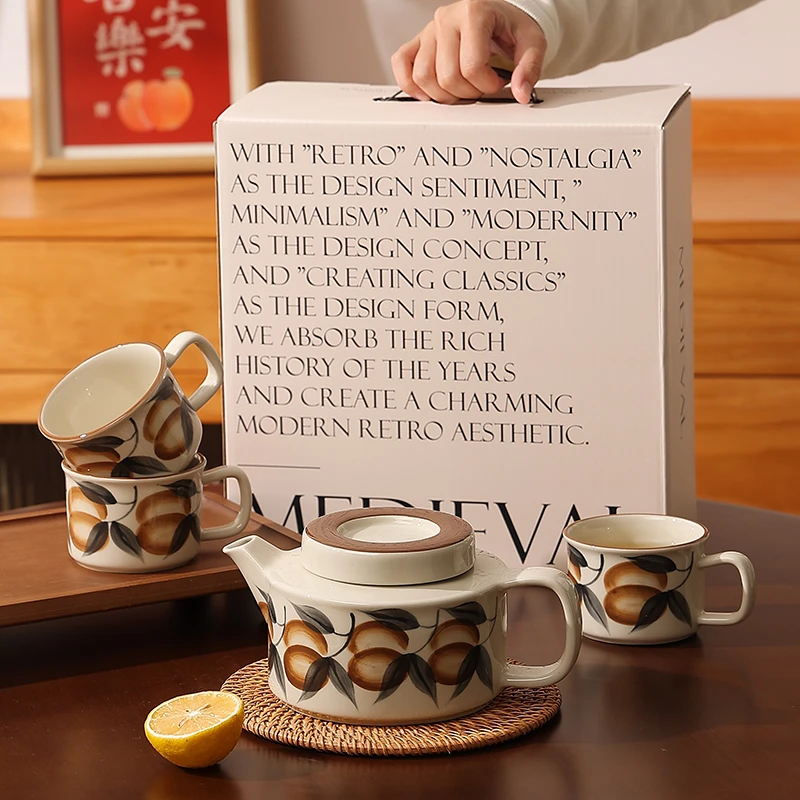 复古法式茶具泡茶壶带茶漏茶滤家用高档待客茶杯水杯套装礼物礼盒