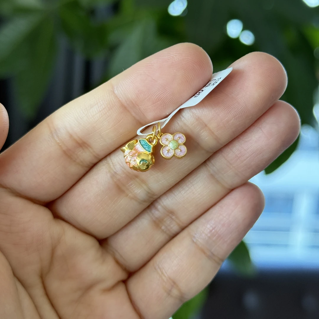 足金999锦鲤四叶草配件