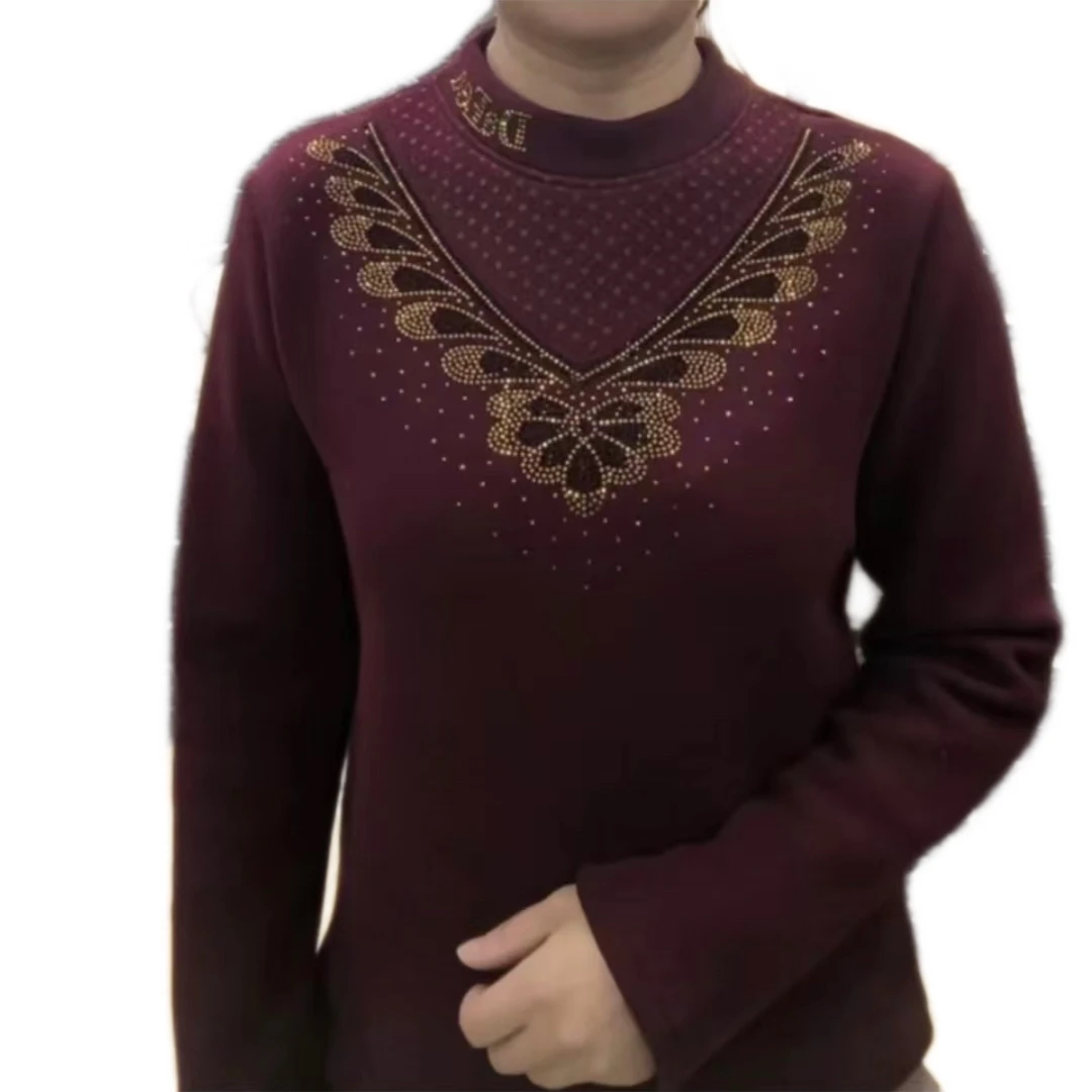 897一体绒羊绒加绒加厚半高领假透肉修身显瘦气质百搭打底T恤