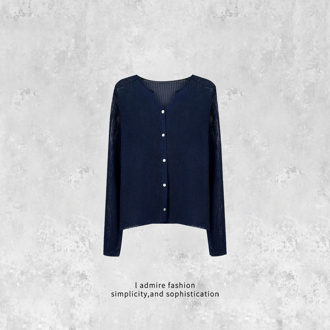 温温【长岛晚风】 设计感韩版时尚潮流防晒针织罩衫女夏季6196