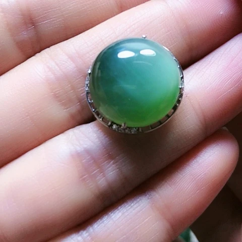 和田玉戒指银S925镶嵌