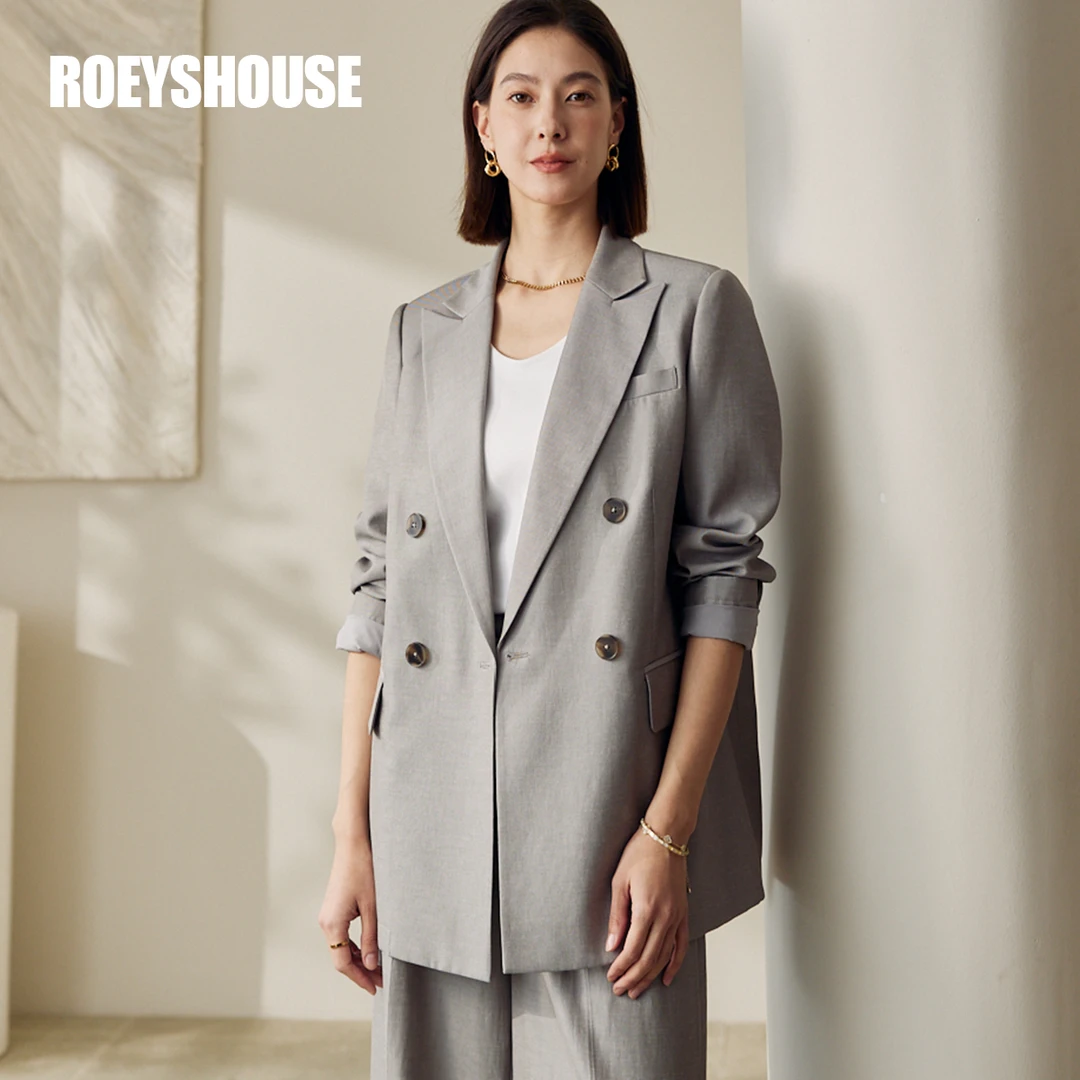 【RH】罗衣高级通勤浅灰色西装外套2025春季新款知性职业西服11931