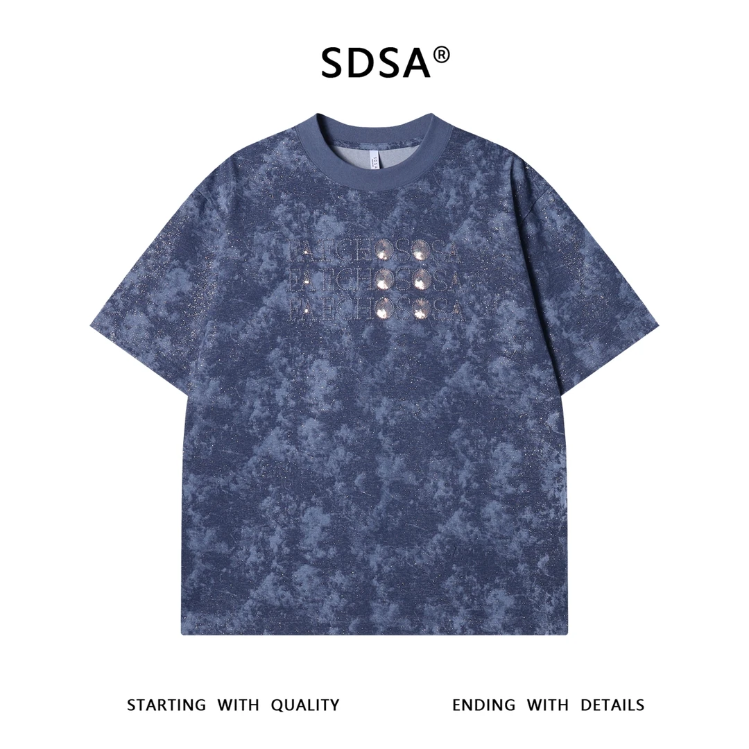 夏季高级感新款韩系简约刺绣字母细闪短袖T恤简约宽松圆领上衣