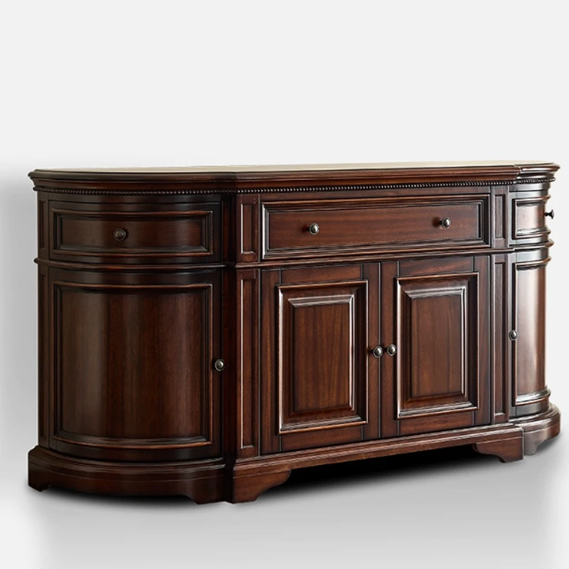 核桃木美式椭圆形玄关柜客厅家用复古大容量门厅