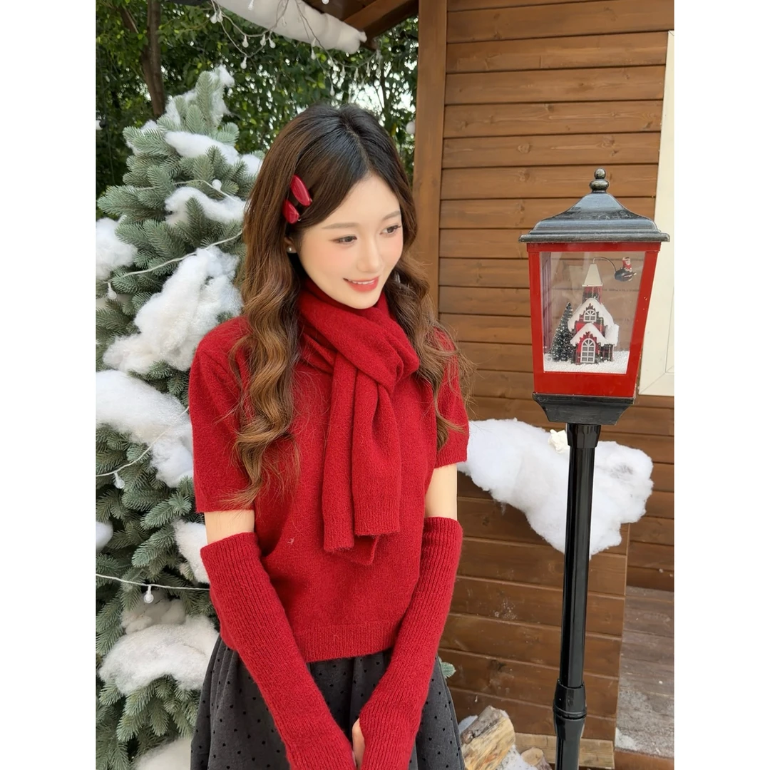 东大门韩系网感设计款显白气质毛衣三件套4463