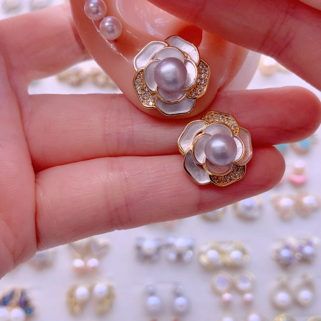 合金淡水珍珠耳饰