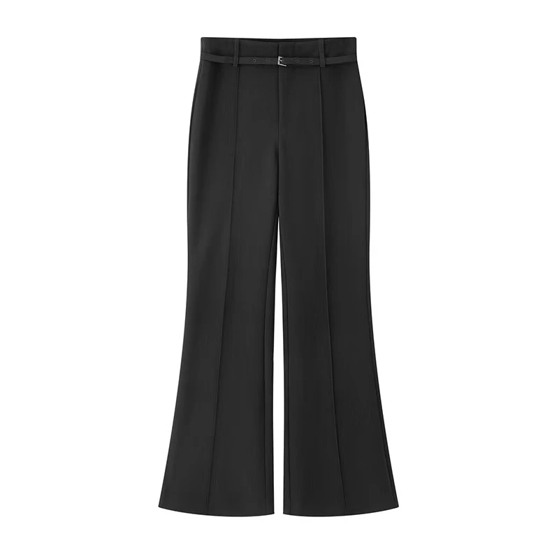 艾家商场同款2025秋季新款高腰修身显瘦微喇裤休闲裤女3027