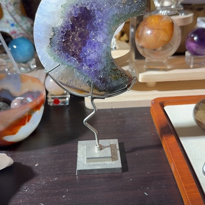 银S925镶嵌手链烟晶紫水晶月亮