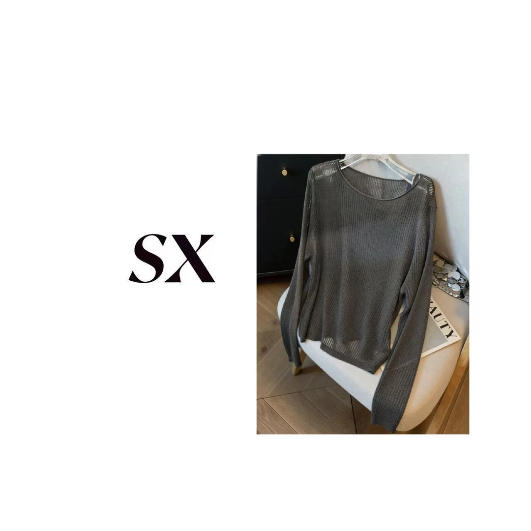 【C733】#SX-素雅一字领针织两件套