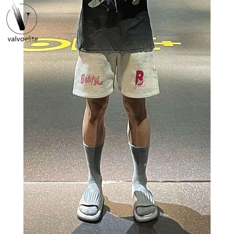 VALVOELITE美式趣味字母印花直筒运动短裤男夏季潮牌百搭宽松抽绳