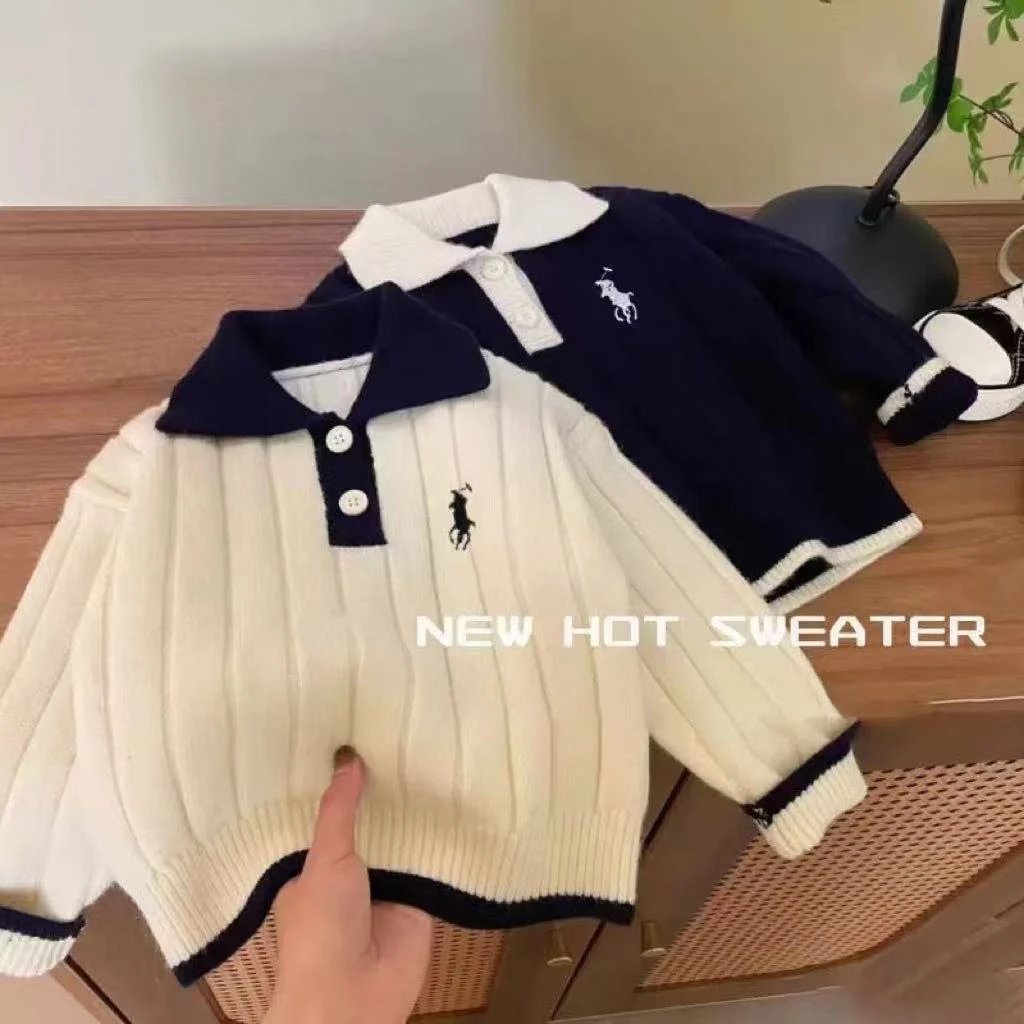 2025儿童翻领毛衣男童加厚百搭韩系宝宝针织衫洋气POLO韩版秋冬季