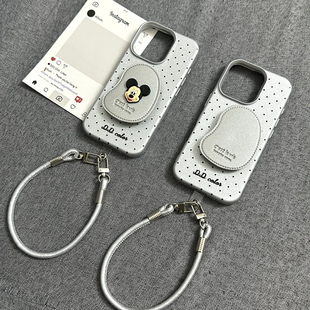 ins韩风米奇支架手绳适用苹果16promax手机壳iPhone16/15女1413软