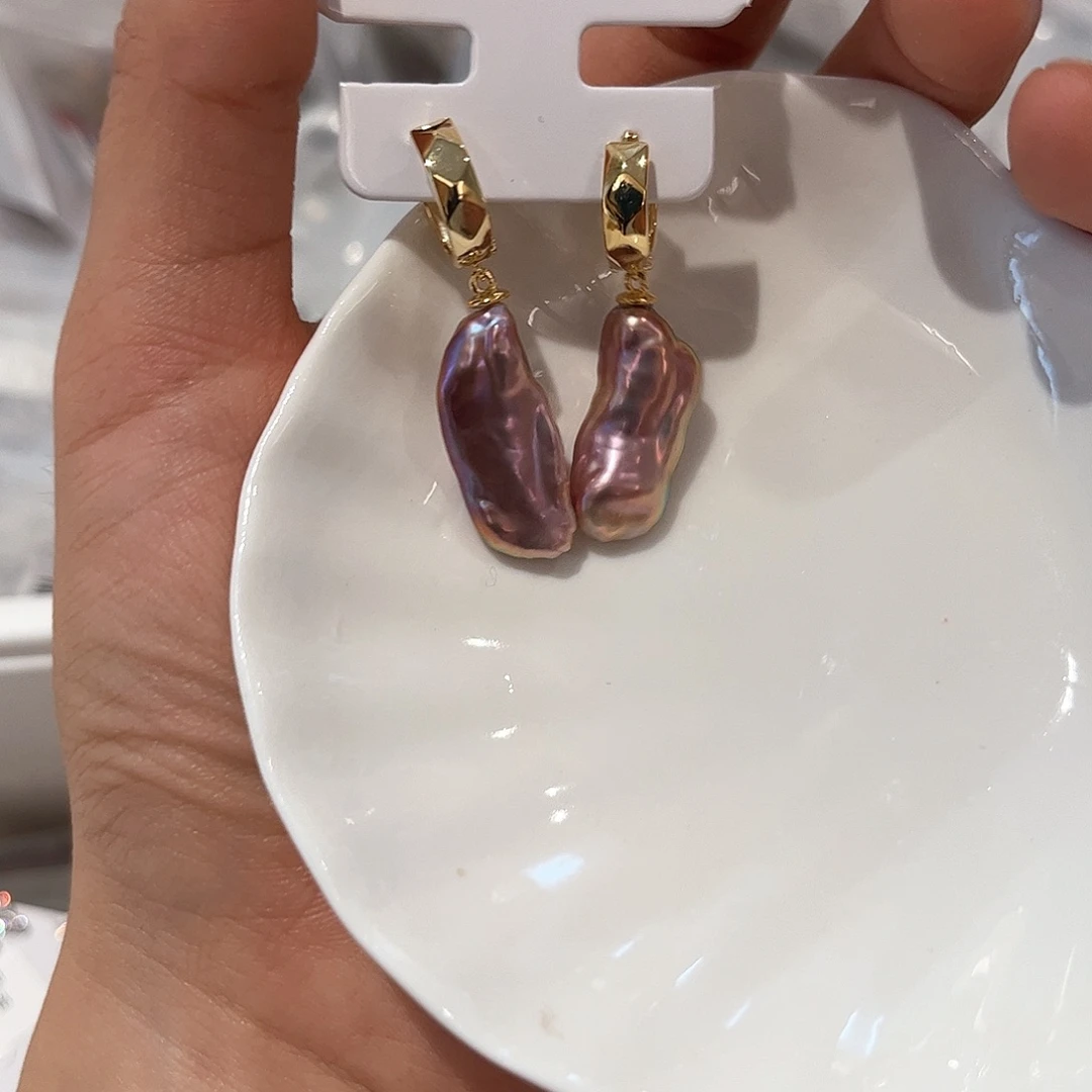 合金淡水珍珠耳饰