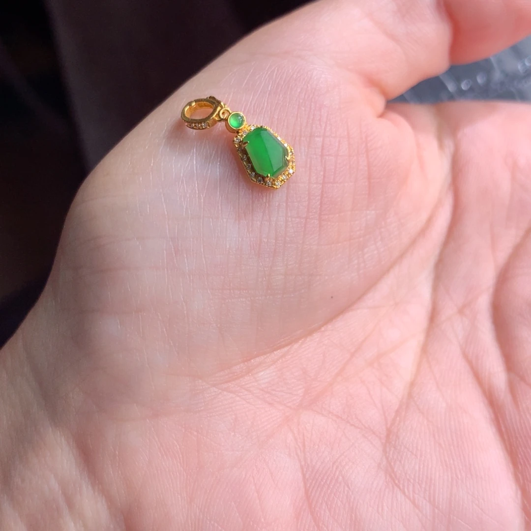 王***g翡翠18K金镶嵌颈饰翡翠