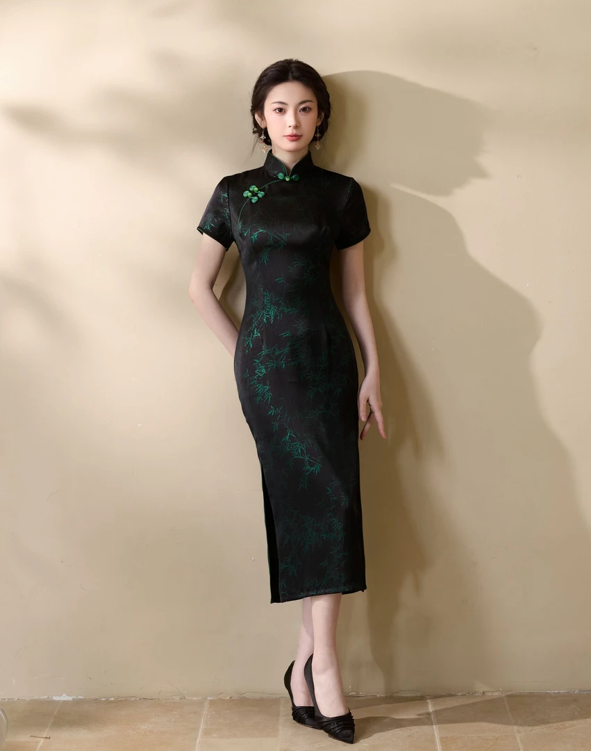 旗袍 长款 复古款 （衣长约120cm）竹节如意 W550