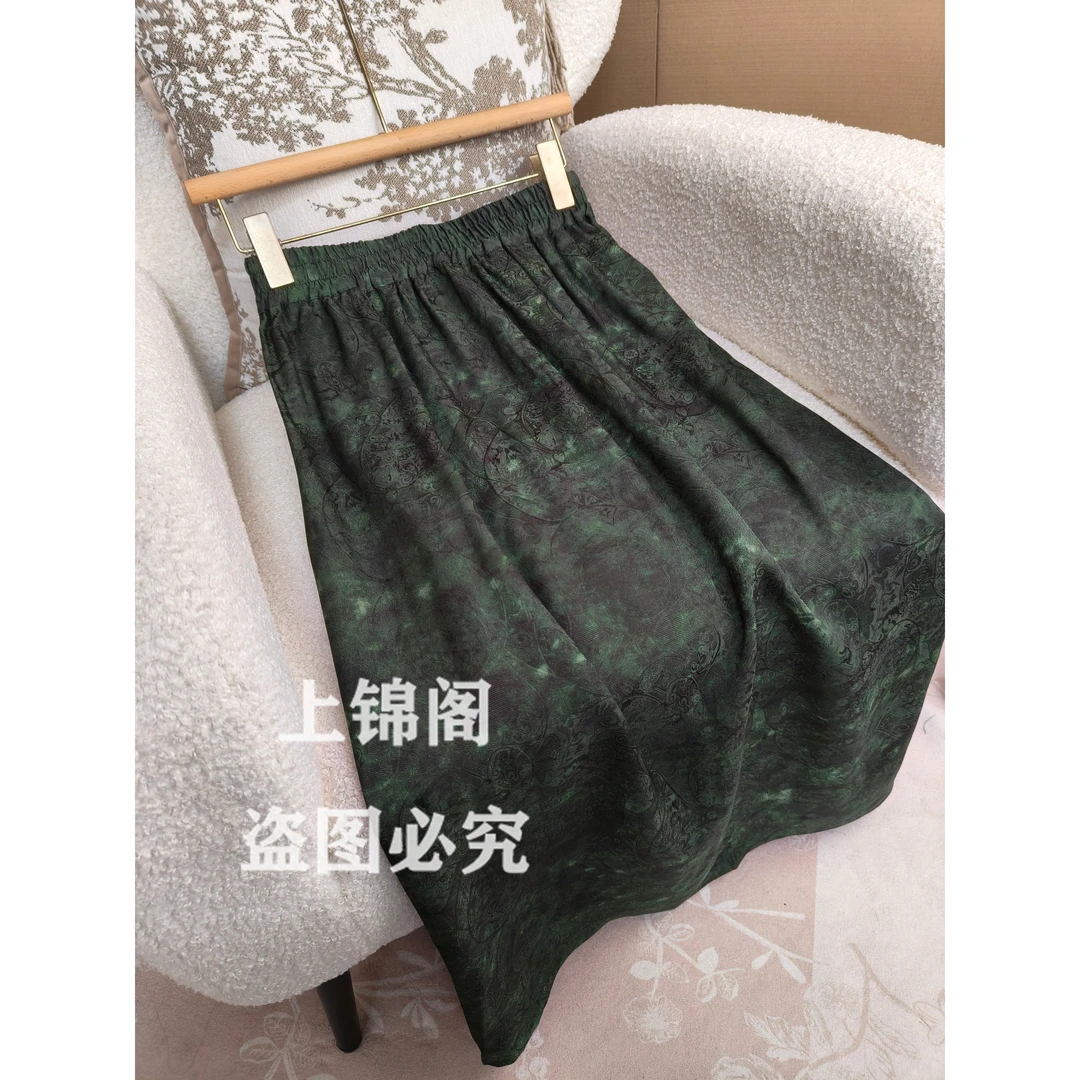 173新中式单侧开叉松紧腰半身裙百搭夏季时尚休闲女半裙-85