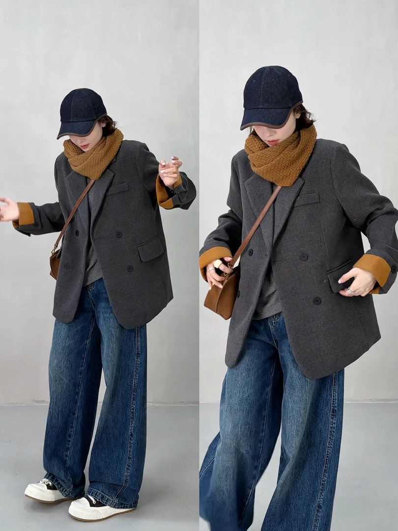 月月 2025新款【荒原烁影】斑驳领显瘦女款秋冬羊毛外套 2509C6103