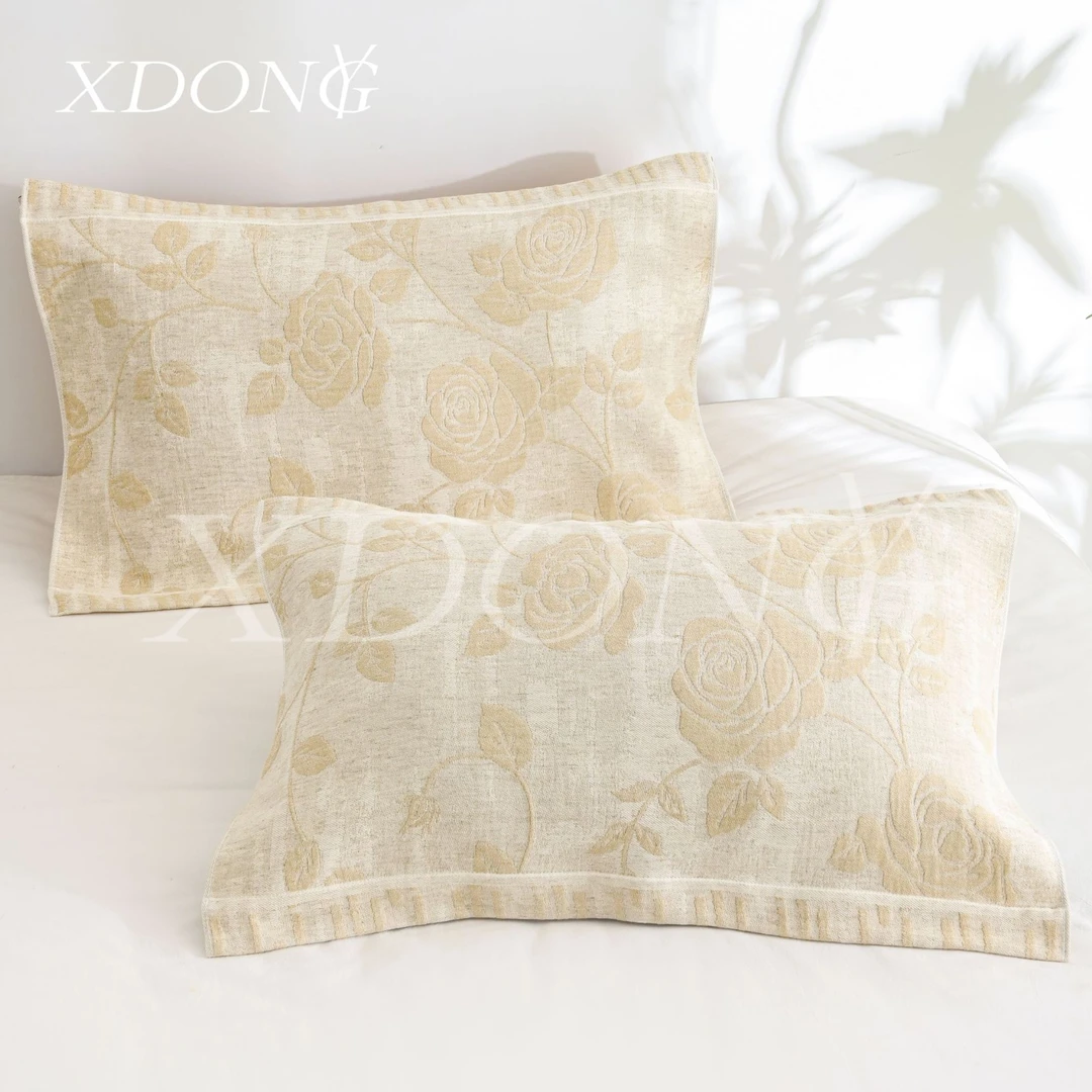 XDONGY（冬云家纺）高定52*75 柔软亲肤 花叶相伴黄 枕巾