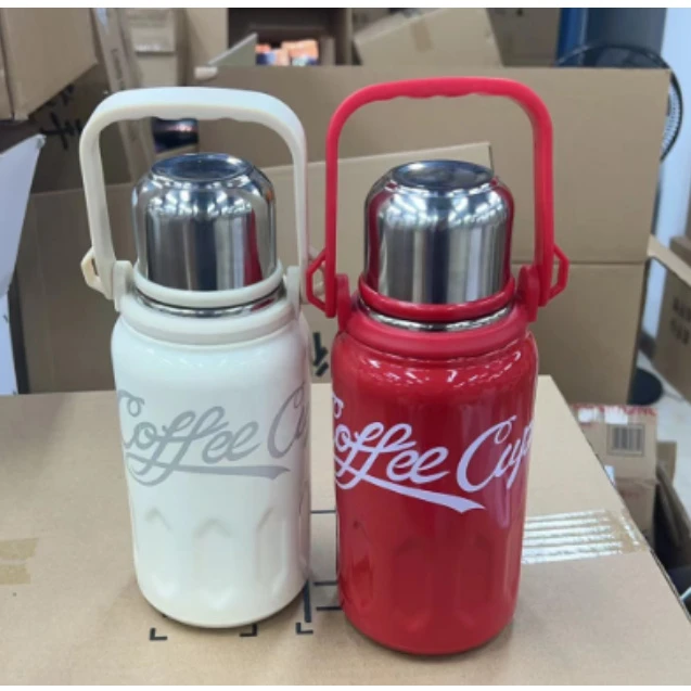 不锈钢保温杯子户外便携新款提绳水壶（颜色随机）