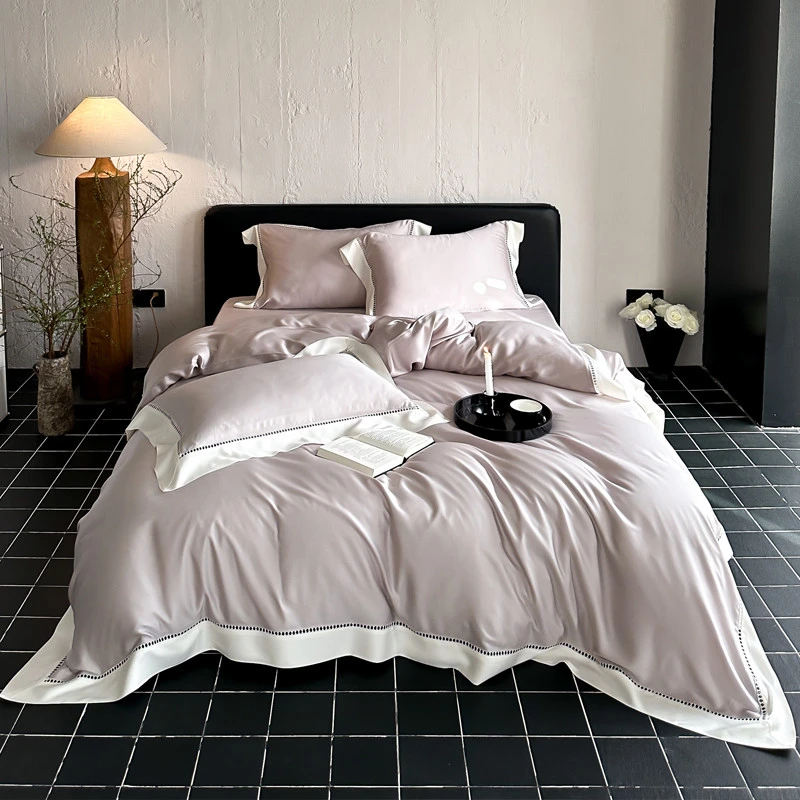 水星家纺适用轻奢风夏季丝滑天丝四件套镂空冰丝被套裸睡床单床笠