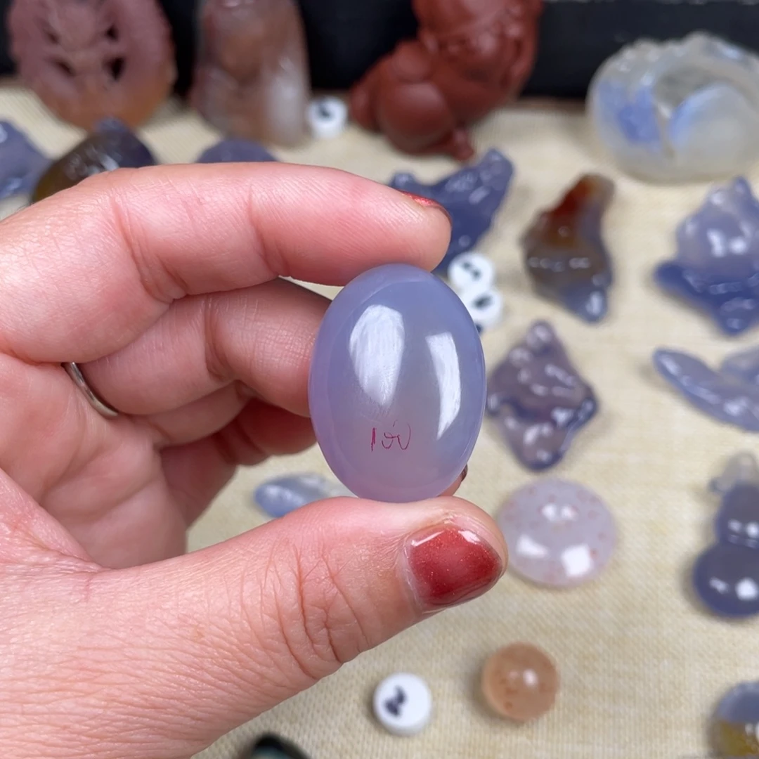 玛瑙/玉髓未镶嵌颈饰蓝玛瑙蛋面