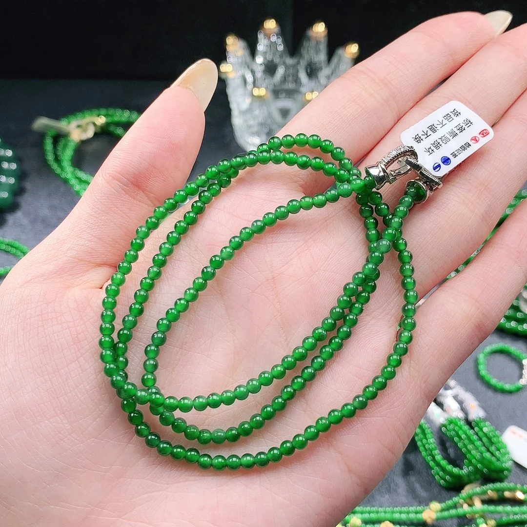 翡翠未镶嵌手串3mm项链