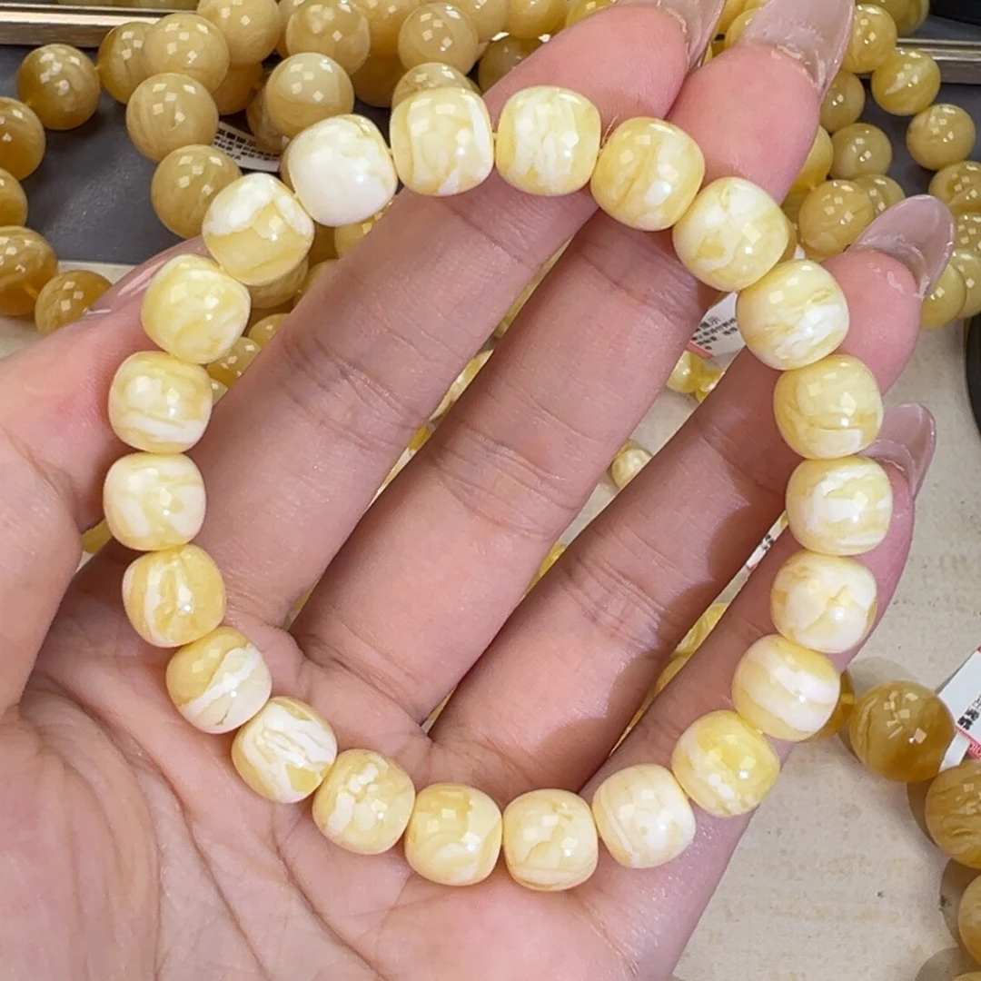 手链琥珀未镶嵌瓷白妖花
