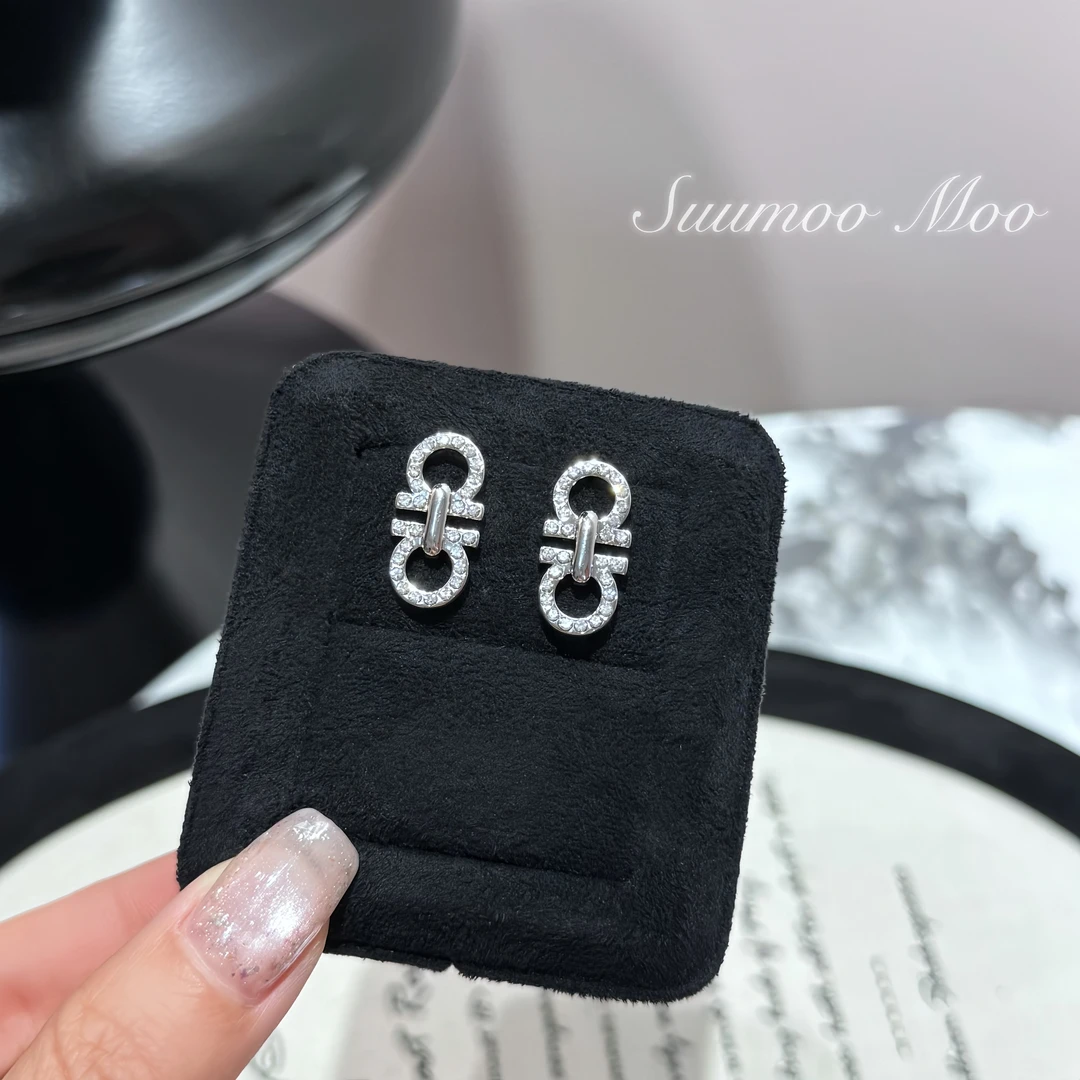 铜合金合成锆石耳饰 镶嵌气质饰品小众耳饰精致轻奢简约女耳钉