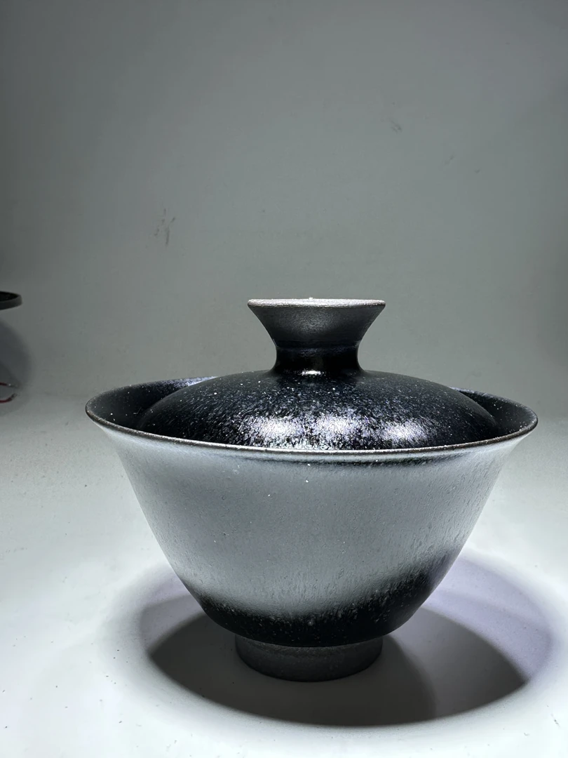 建盏薄胎两才黑豪盖碗