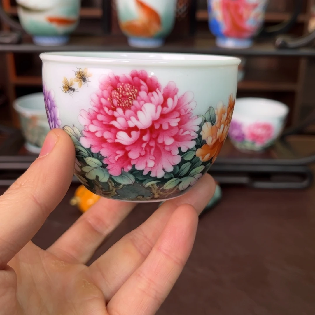 陶杯子景德镇陶东方陶瓷杯子壶盖碗