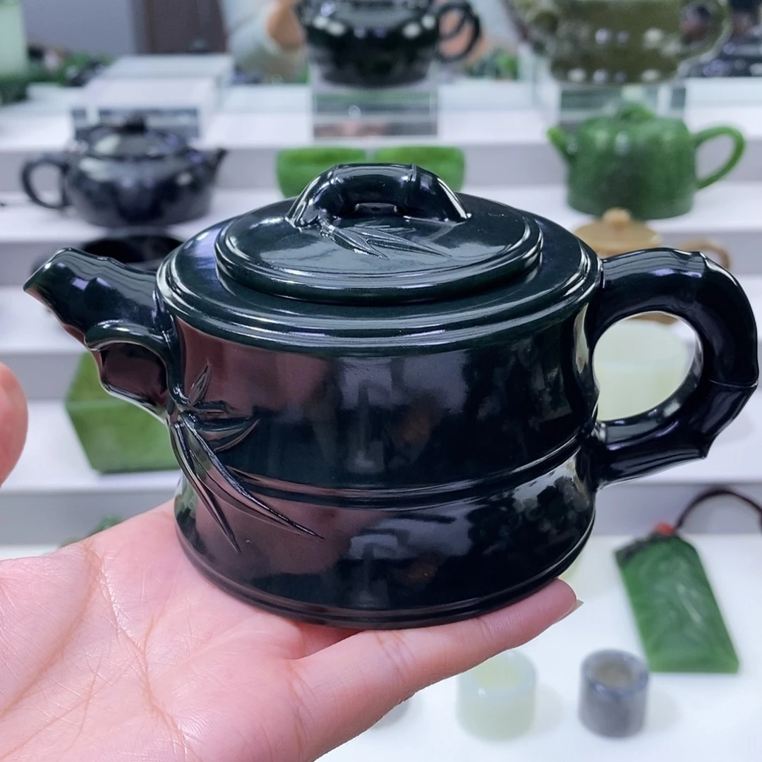 挎***疆和田玉未镶嵌挂件茶壶