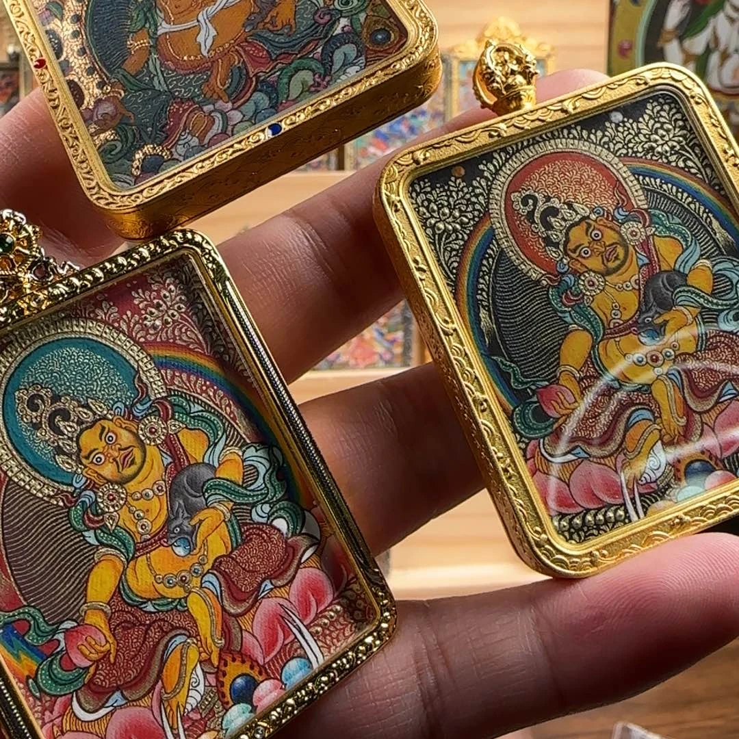 吊坠纯手绘黄财小唐卡纯手绘