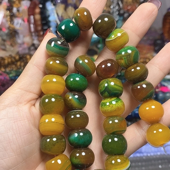 未镶嵌玛瑙/玉髓珠宝半成品玛瑙算盘珠卡15mm