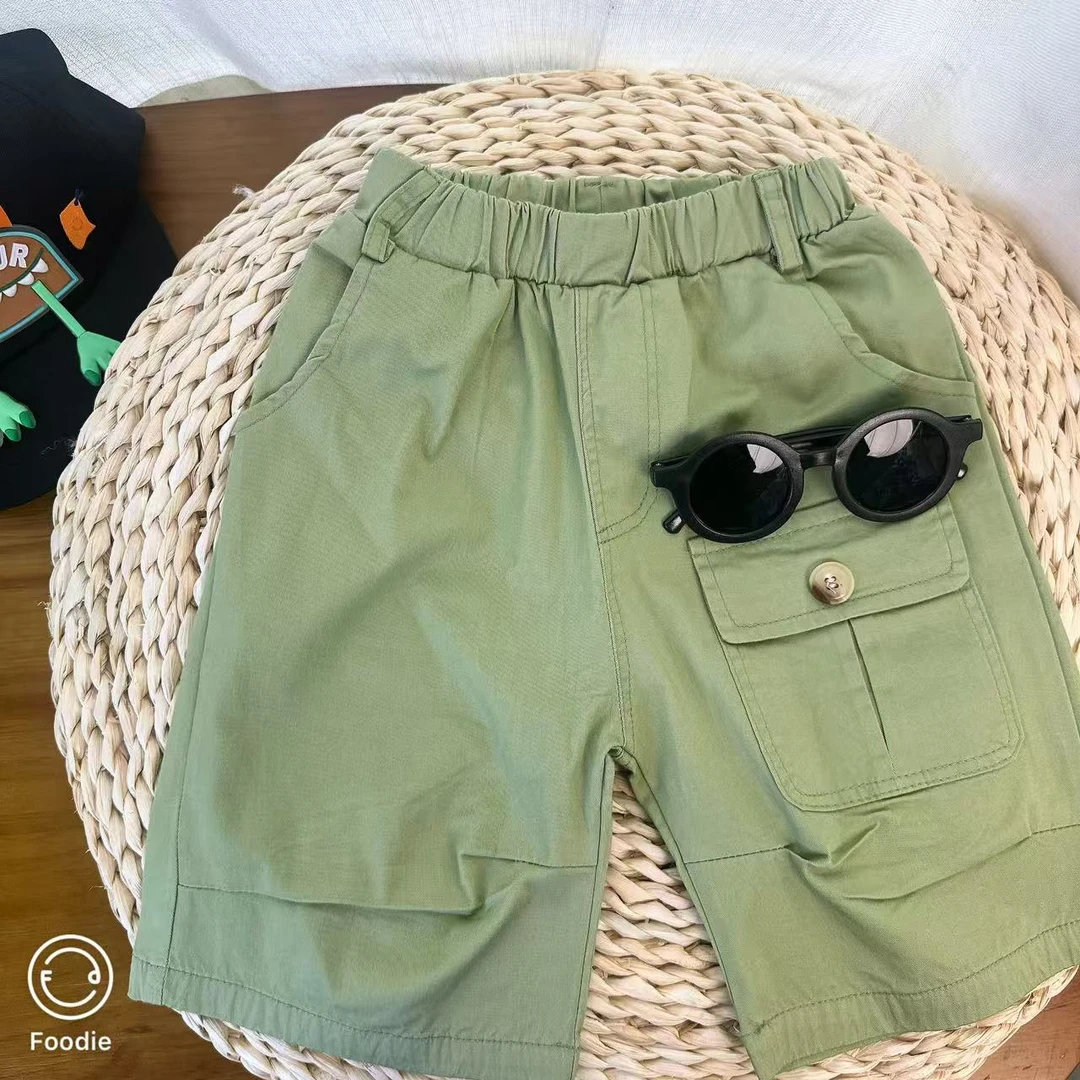 【JMJQ 23220】 夏季中小童韩版百搭薄款过膝短裤宽松净色裤