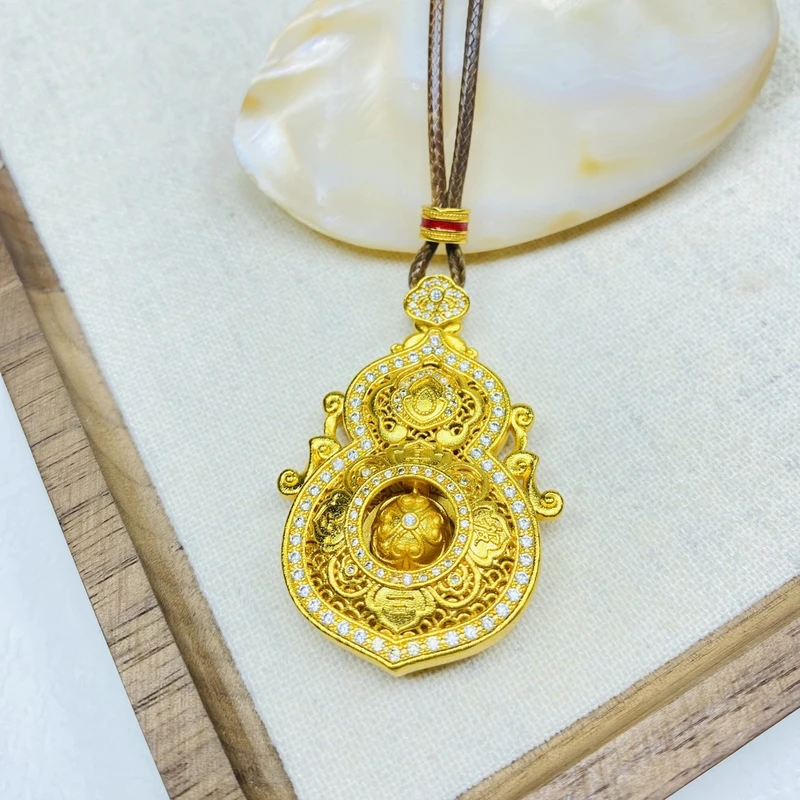 爆款F04914黄色镂空四美葫芦项链多样性发货48154