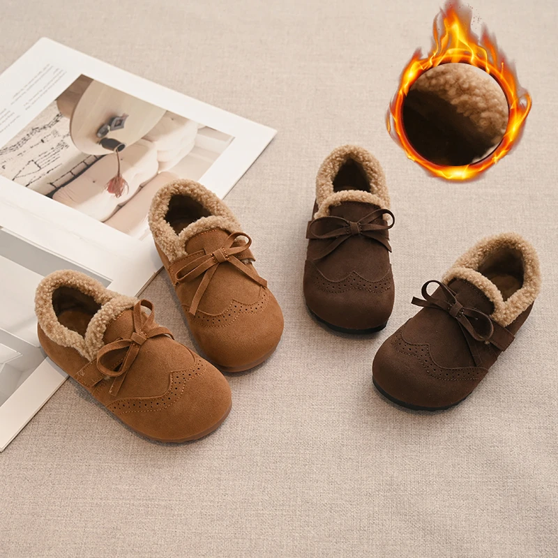 女童二棉鞋子儿童2025秋冬季新款雪地靴加绒勃肯毛毛宝宝冬款保暖