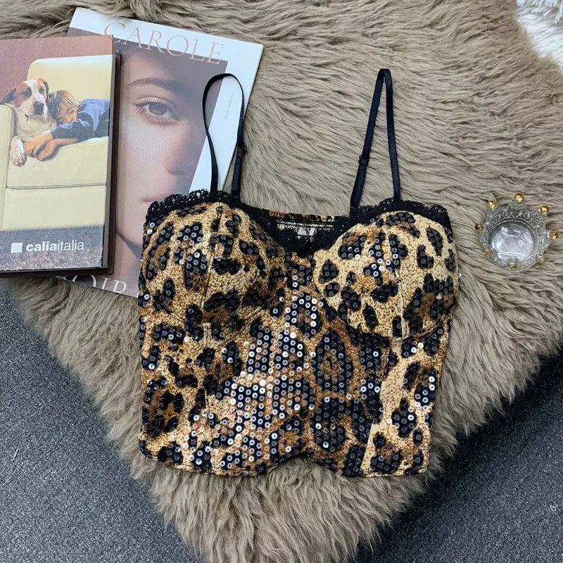 野性豹纹亮片美背