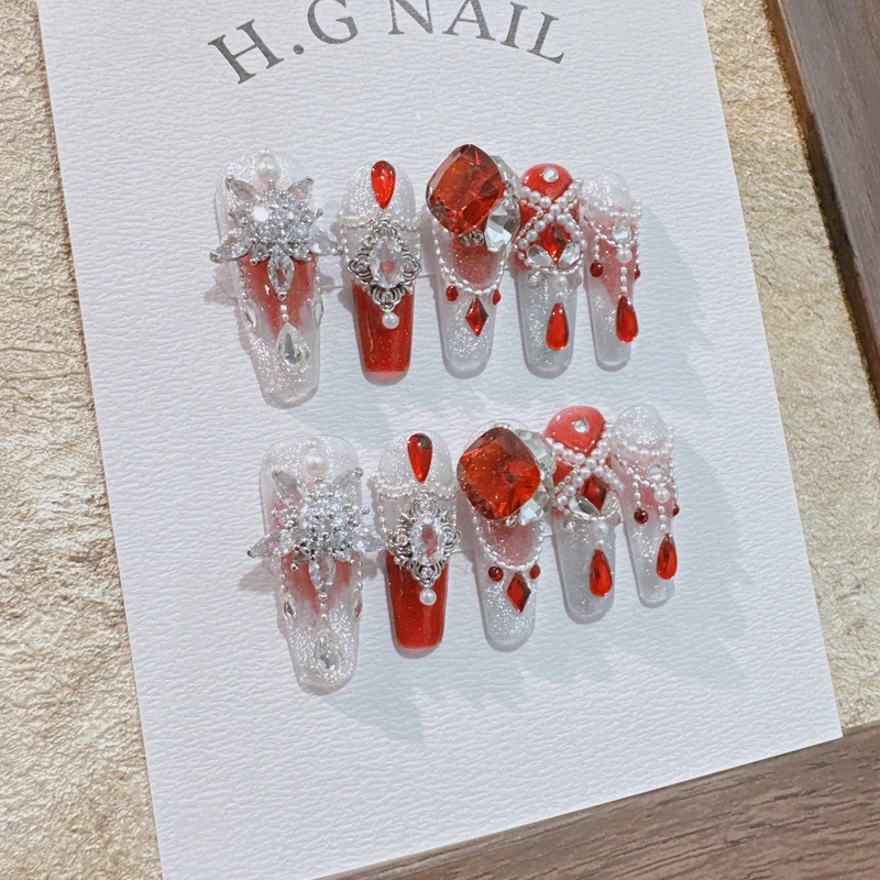 【奢香夫人】 纯手工满锆穿戴甲奢华重工气质婚纱照美甲