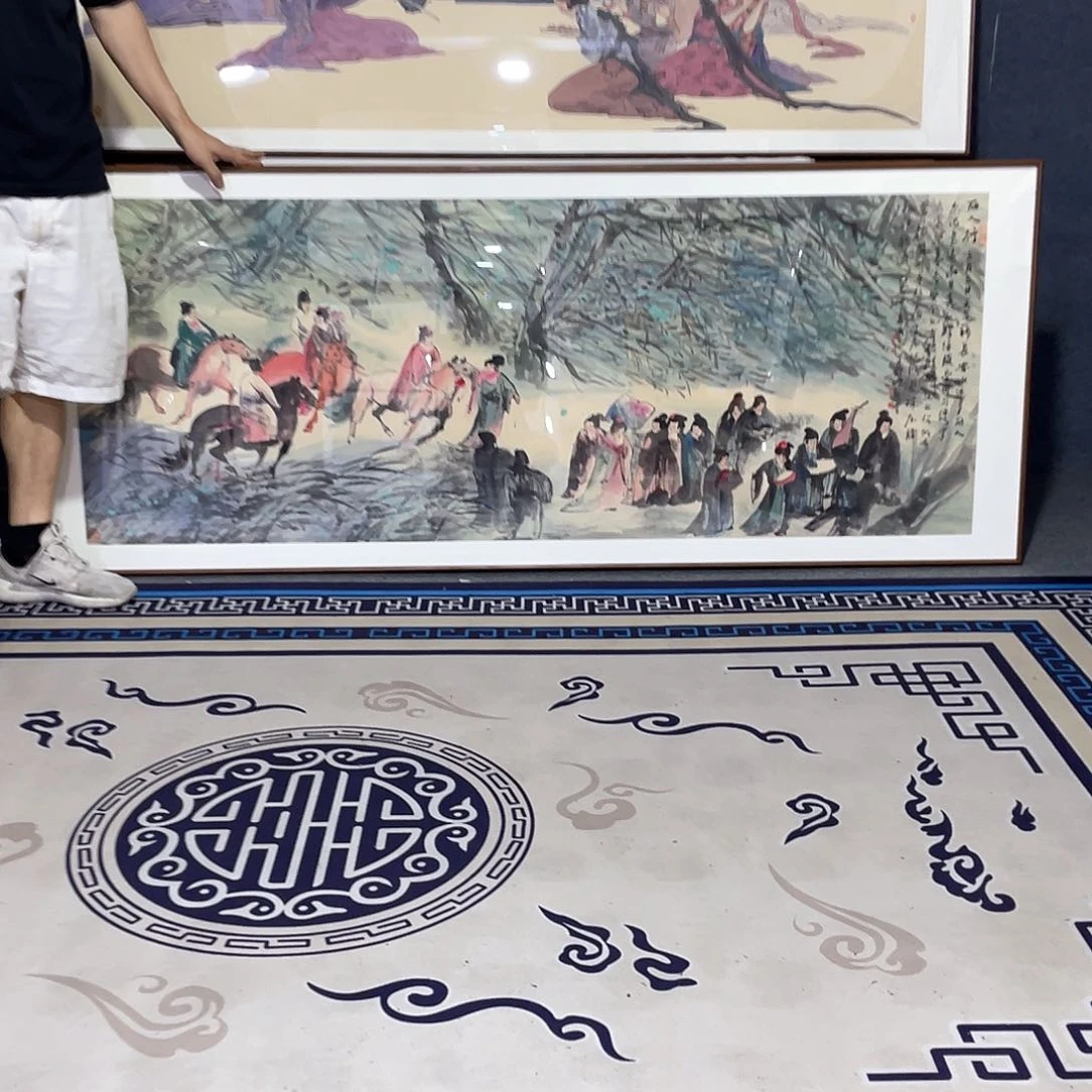 国画手绘画作品带框80/200厘米