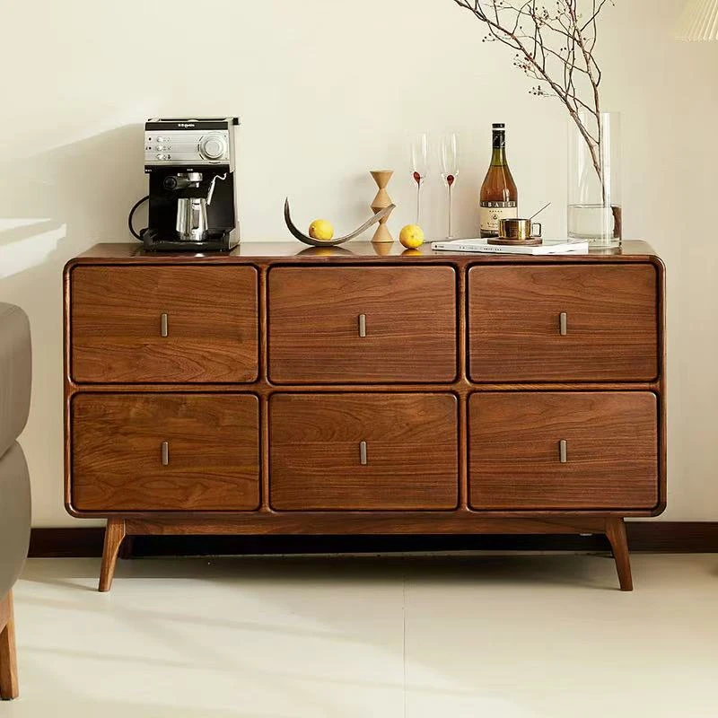 苏作承进口缅甸柚木横六斗柜家用轻奢六斗柜客厅卧室收纳柜储物柜
