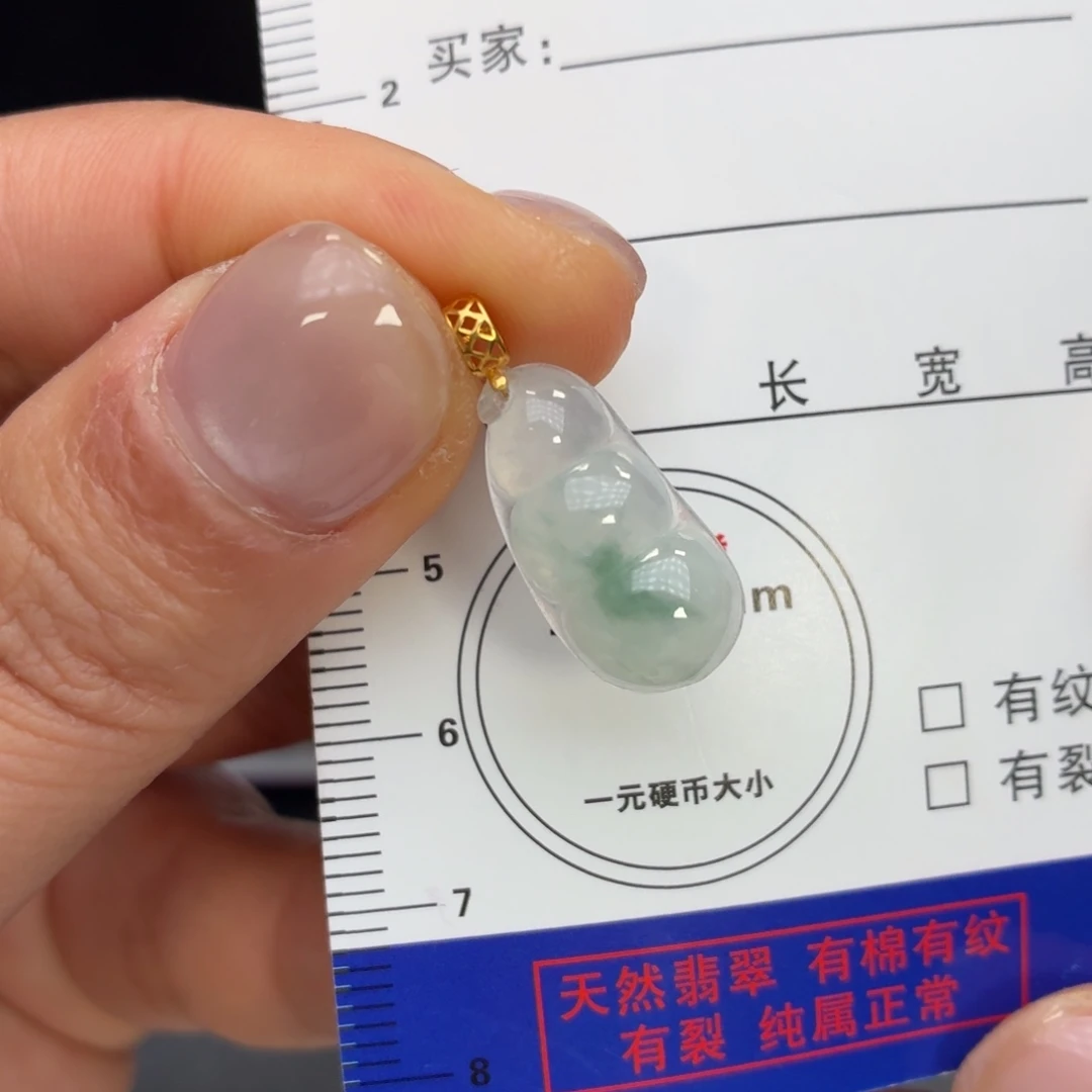 翡翠18K金镶嵌颈饰豆子