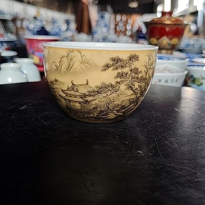 L***y景德镇陶瓷茶具套装摆件雪景主人杯