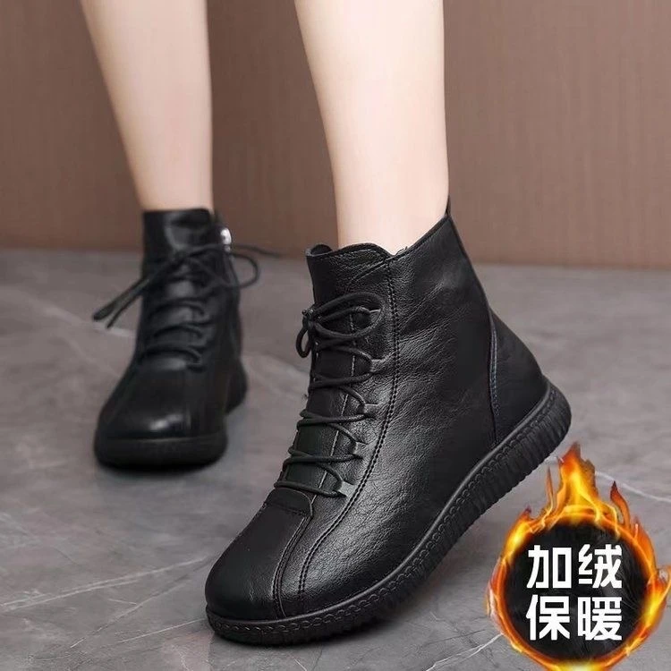断码高帮鞋女士百搭冬季加绒中老年妈妈鞋子FA2