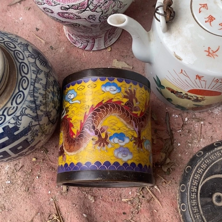 紫砂茶叶罐黄*瓷器工艺品