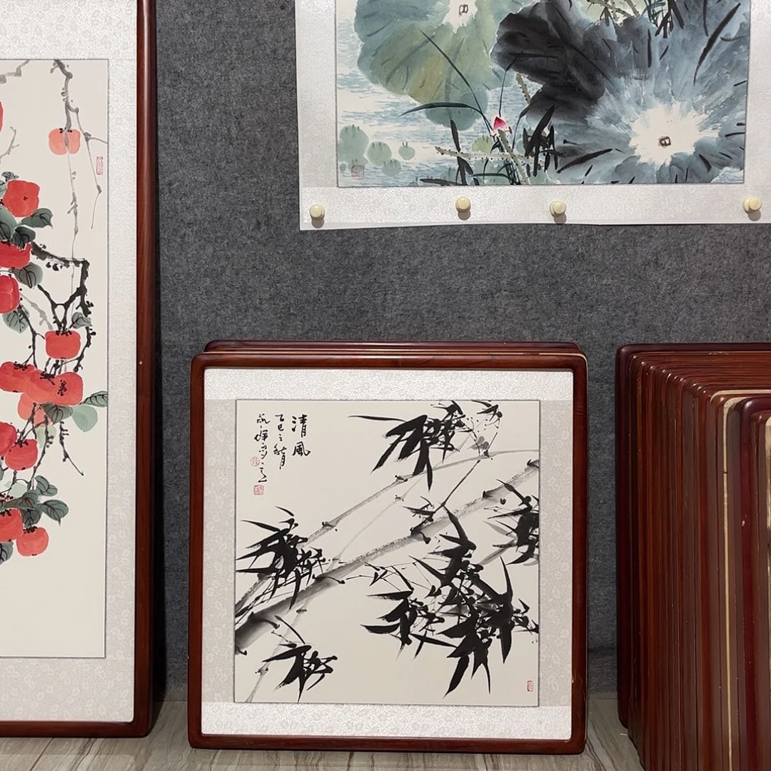 国画书画作品带框63×63