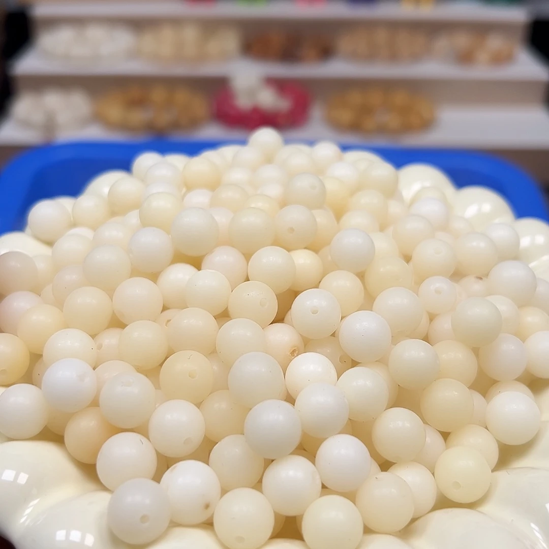 手串菩提根/象牙果微瑕卡10奶白圆200颗