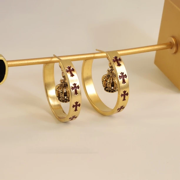 铜合金耳饰 1070韩版定制克克皇冠耳环