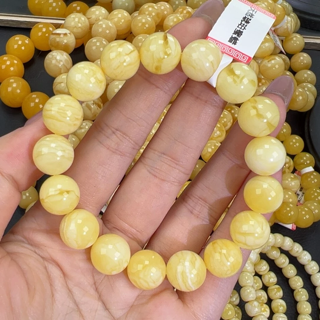 琥珀未镶嵌手链17.7白蜡妖花