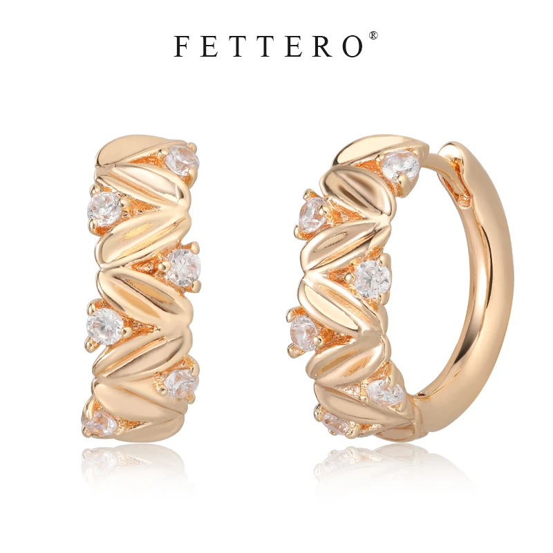 fettero 铜合金耳饰 【金色浮雕叶子耳环】